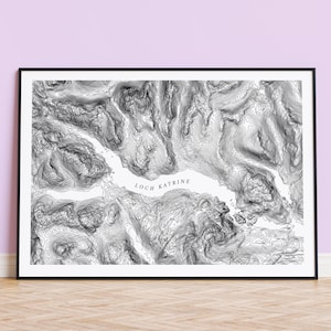 Loch Katrine Topographische Karte Drucken | Schottisches Hochland Schottland Reise Poster Wandern Geschenk