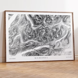 Mamores Lochaber Topographische Karte Druck | Schottisches Hochland Schottland Munro Reiseposter Wandern Geschenk