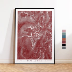 Scafell Pike Map Print | Seenplatte / Lake Distrikt Karte - Drucken der Bergkarte - Konturkarte - Topographische Karte - Wander Geschenk