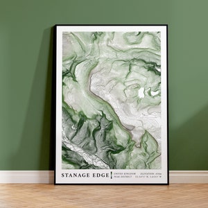 Stanage-randcontourkaart | Peak District National Park-print - topografisch - wandelcadeau