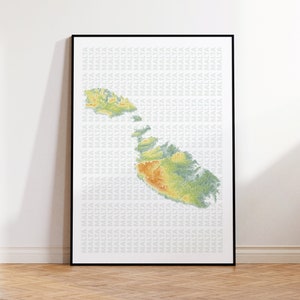 Malta Topographische Kontur Reliefkarte | Mittelmeer | Reise-Druck