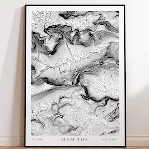 Mam Tor Karte Drucken | The Peak Distrikt - Bergkarte Druck - Konturkarte - Topographische Karte - Wander Geschenk