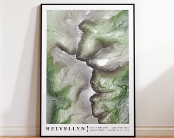 Helvellyn Contour Map  | Lake District National Park Print - Striding Edge - Topographic - Hiking Gift