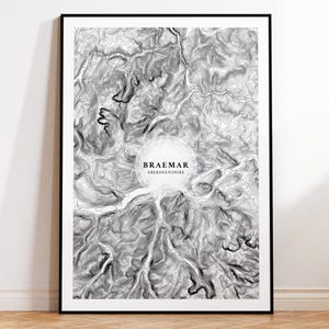 Braemar Map Print | Cairngorms Topographic Poster | Scotland Elevation Poster | Contour Wall Art