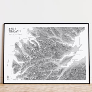 Ross & Cromarty Coastline Topographische Karte | Schottland Poster | Schottisches Hochland Reiseposter