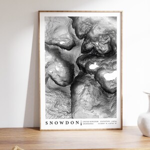 Carte des contours de Snowdon | Snowdonia Pays de Galles - Impression de carte de montagne - Carte topographique - Cadeau de randonnée