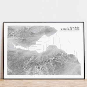 Edinburgh und Firth Of Forth - Topographische Konturkarte | Edinburgh Print - Reiseposter