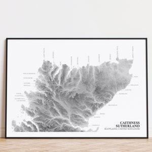 Caithness Sutherland Küstenlinie Topographische Karte | John O'Groats | Schottland Poster | Schottisches Hochland Reiseposter
