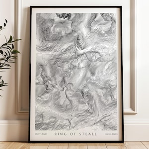 Ring von Steall Topographische Karte Drucken | Schottisches Hochland Munro Poster Wandergeschenk