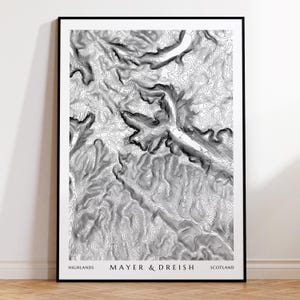 Mayer & Dreish Topographische Karte Druck | Schottisches Hochland Schottland Munro Reiseposter Wandern Geschenk