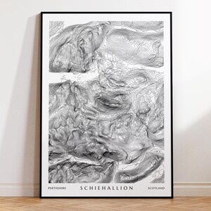 Impression de carte topographique de Schiehallion | Highlands écossais montagne Ecosse Munro affiche de voyage cadeau de randonnée