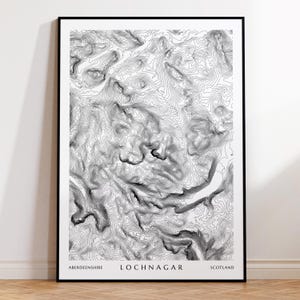 Lochnagar topographische Karte Drucken | Schottisches Hochland Schottland Munro Reiseposter Wandern Geschenk