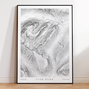 Stob Dubh Buachaille Etive Beag topografische kaart afdrukken | Schotse Hooglanden Berg Schotland Munro reisposter wandelcadeau