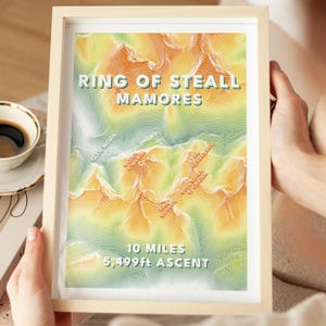 Ring of Steall Munro-print | Topografische kaart Schotse Hooglanden | Mamores Schotland Munro-poster