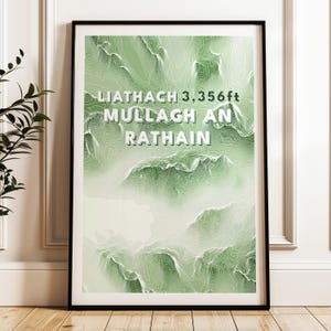 Topografische kaart Mullach an Rathain Liathach-afdruk | Schotse Hooglanden Schotland Munro-poster