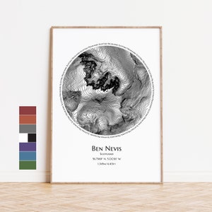 Ben Nevis Druck | Schottische Highlands Karte Print - Höhenlinienkarte - Topographische Karte - Wandergeschenk