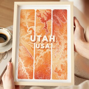 Carte topographique de l'Utah | Impression contour des États-Unis | Affiche des États-Unis d'Amérique | Poster de voyage en cadeau