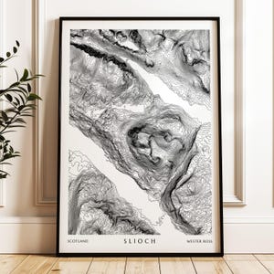 Slioch Druck | Schottisches Hochland Schottland Topographische Karte Munro Poster Wandergeschenk