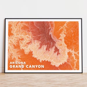 Poster du Grand Canyon | Carte des contours de l'Arizona | Affiche des États-Unis d'Amérique | Cadeau de voyage aux États-Unis