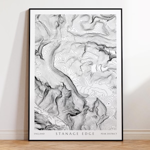Stanage Edge Map Druck | The Peak Distrikt - Bergkarte Druck - Konturkarte - Topographische Karte - Wander Geschenk