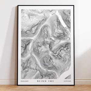 Beinn Ime Argyll Topographische Karte Drucken | Schottisches Hochland Schottland Munro Reiseposter Wandern Geschenk