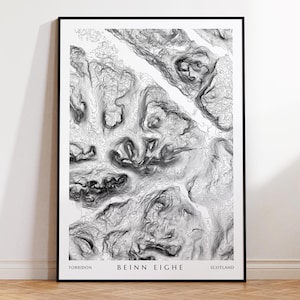 Impression de carte topographique de Beinn Eighe | Highlands écossais montagne Ecosse Munro affiche de voyage cadeau de randonnée