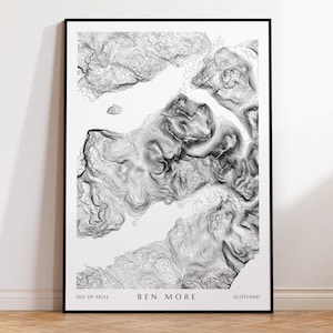 Ben MEHR Isle of Mull| Scotland - Schottische Insel Karte Druck - Konturkarte - Topographische Karte - Reisegeschenk