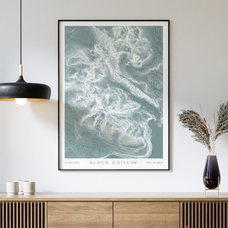 Cuillinne Ridge Map Cuillin Ridge Topographic Contour Map - Isle of Skye Print - Scotland ...