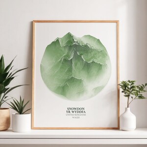 Isometrische topografische Konturkarte von Snowdon | Snowdonia Wales Berg