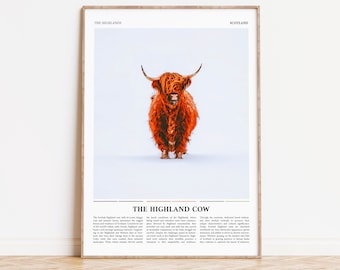 The Highland Cow Print | Scotland UK | Scottish Highlands | Painting Style Wall Art Home Decor