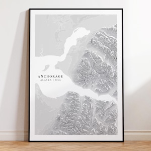Anker Alaska Druck | Höhenposter - Topographische Konturkarte | Isländische Wandkunst