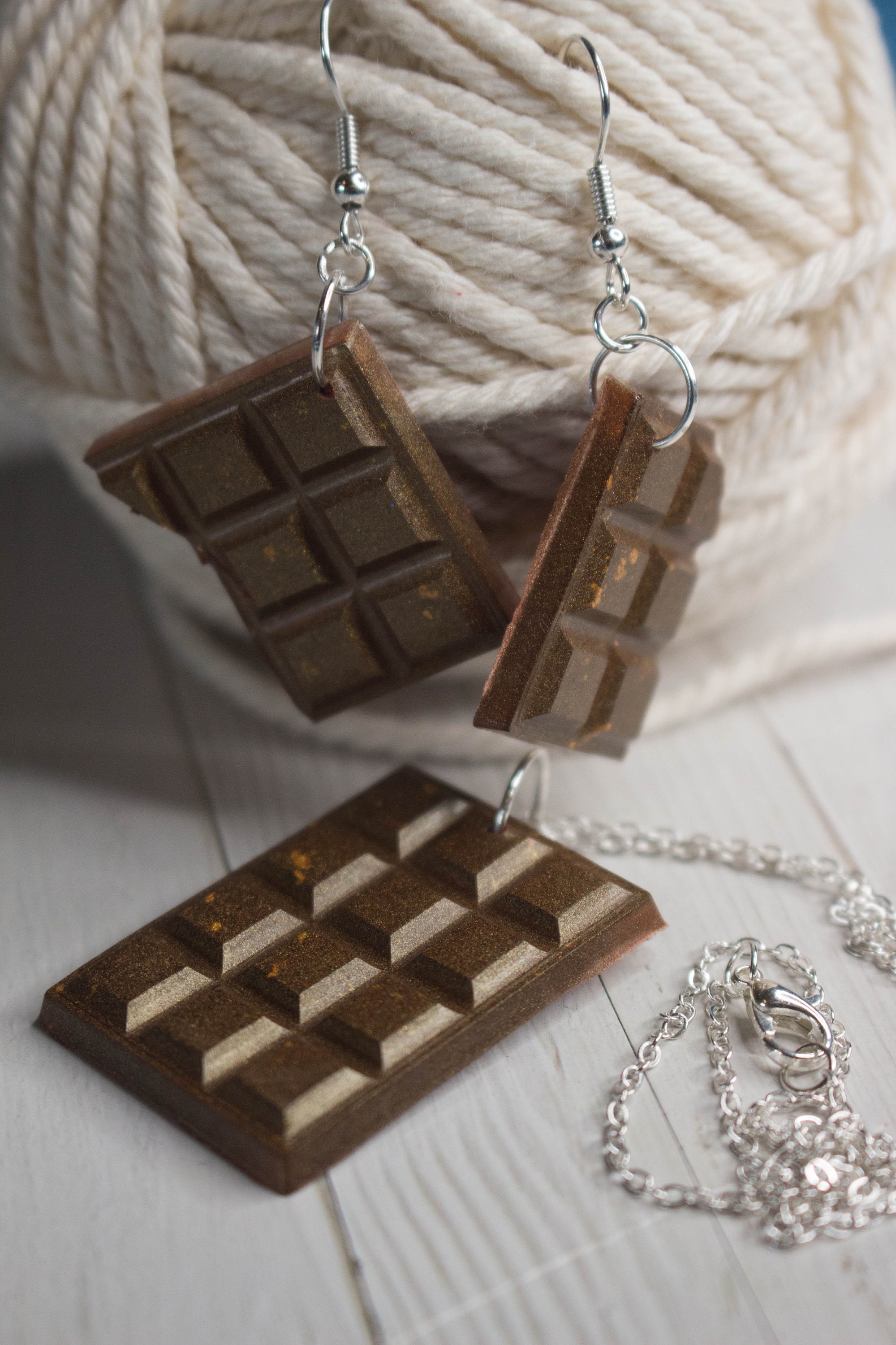 Chocolate Necklace and Earrings Etsy