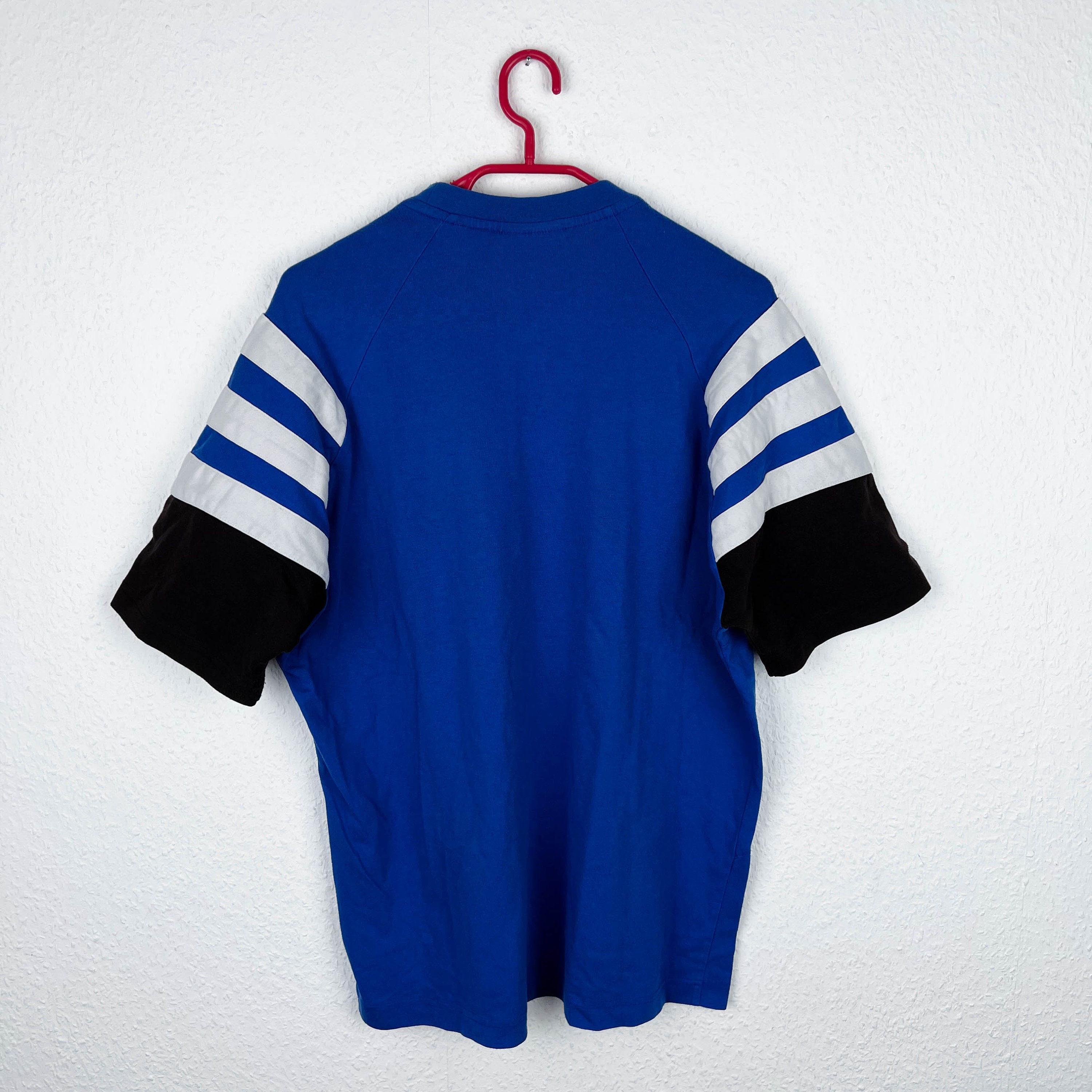 90s 00s adidas 青黒ストライプ メッシュ サッカーシャツ