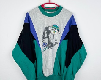 80s Vintage Adidas Jumper Jacket - Green With Yellow Brand Details