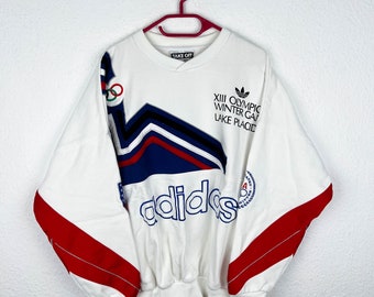 SIZE L Vintage Adidas Olympia Sweater Lake Placid Best Classic