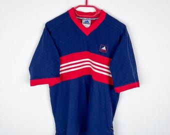 Vintage 90s/00s Y2K Adidas Longsleeve Graphic T-shirt Navy Blue