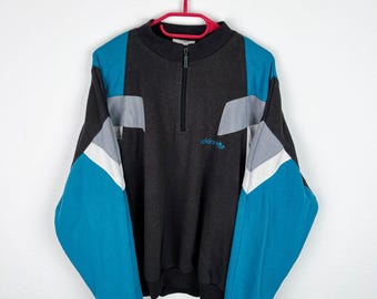 Half Zip Adidas Samstag Colorblock Sweatshirt Vintage Adidas
