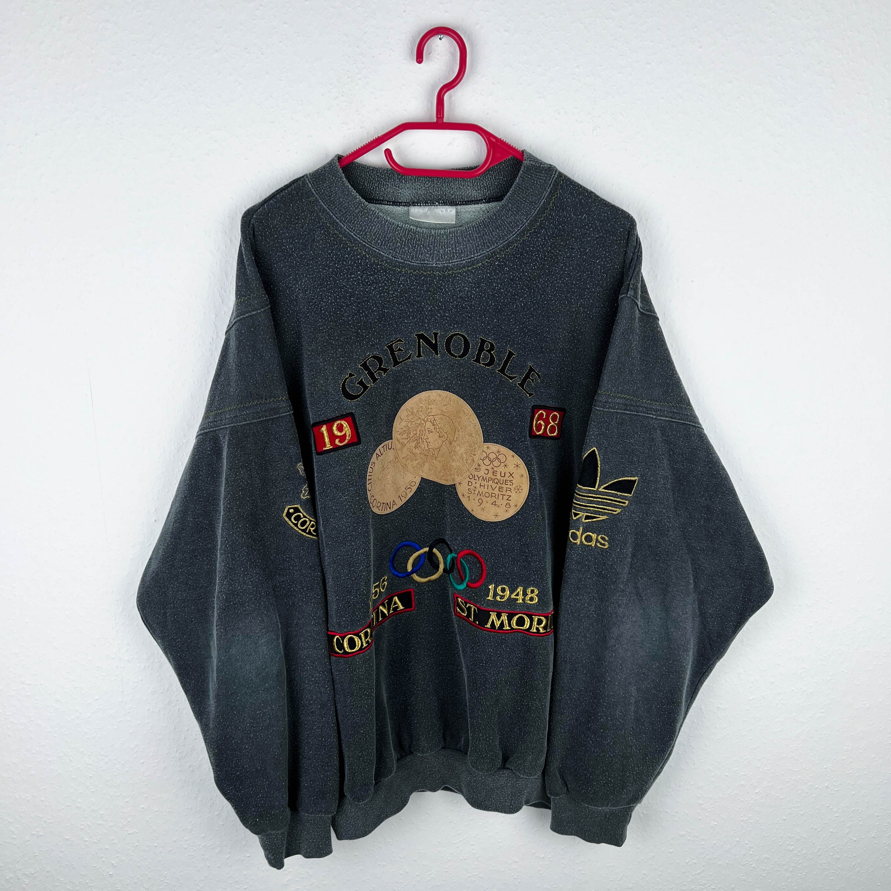 SIZE L Adidas Olympia Sweater Grenoble St. Moritz Pullover SIZE L Adidas Olympia Sweater Grenoble St. Moritz Pullover