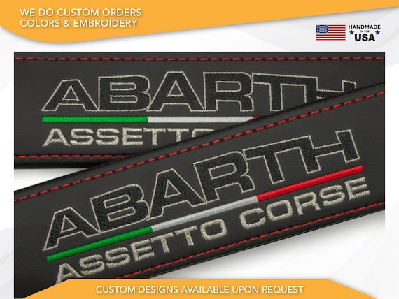 Car Seat Belt Covers Fit Abarth Italy Assetto Corse Embroidery Vegan Leather Black Shoulder Pads Handmade Custom Gift Idea Etsy