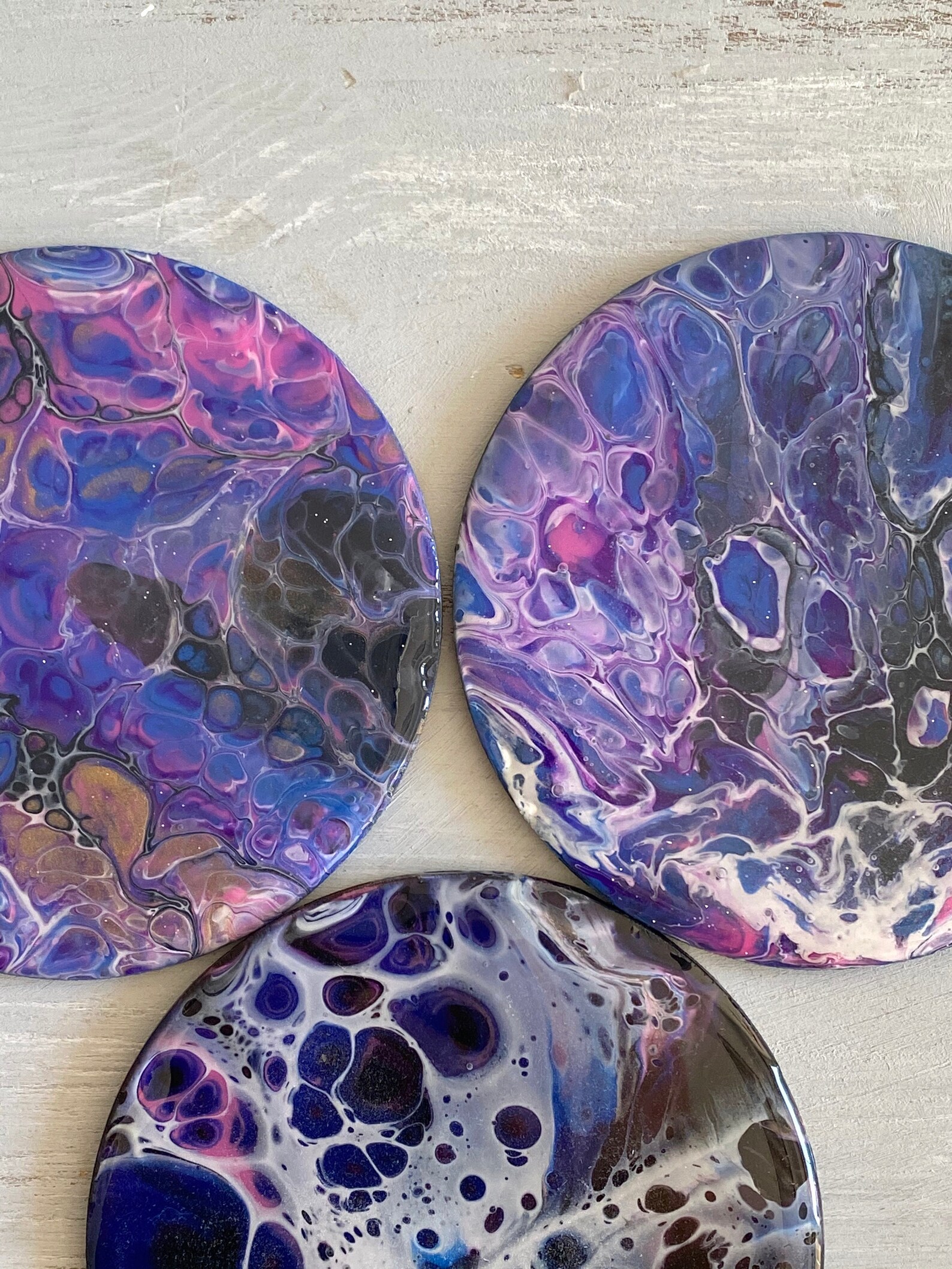 Acrylic pour coasters coated with resin I 6 coasters I boho I Etsy