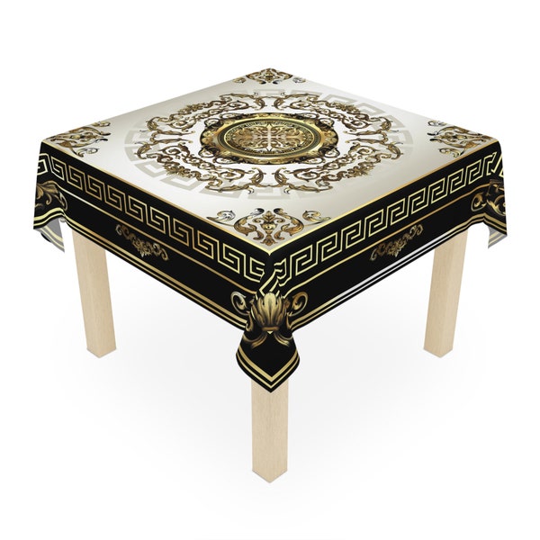 Black and Gold Cloth Tablecloth - Etsy