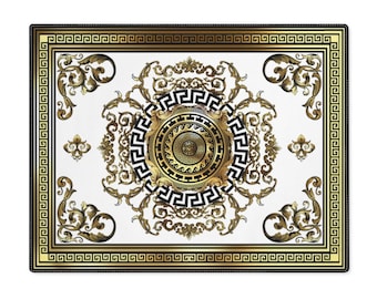 Greek Key Gold Black White Ornate Baroque Placemat