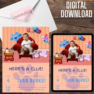 ¡Invitación de cumpleaños digital inspirada en Blues Clues!