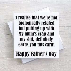 NEXT DAY DISPATCH - Funny Stepdad Fathers Day Card – Bonus Dad Card – Not Biologically Related Card – Rude Fathers Day Card