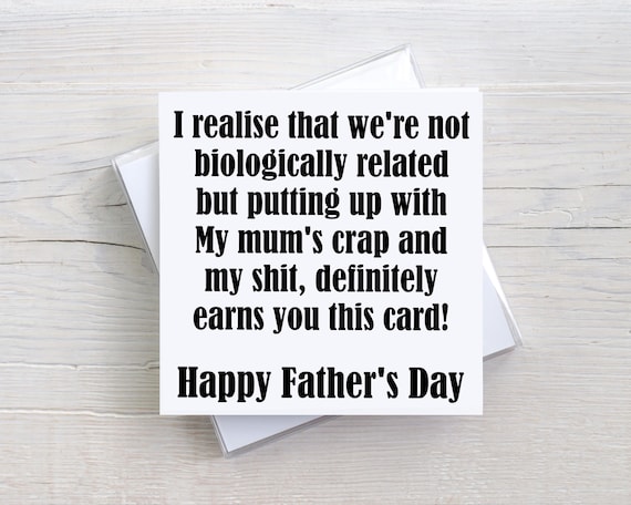 NEXT DAY DISPATCH - Funny Stepdad Fathers Day Card – Bonus Dad Card – Not Biologically Related Card – Rude Fathers Day Card