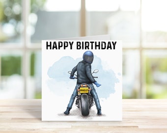 Personalised Biker Birthday Card - Motorbike Card - Card for him - Happy Birthday -