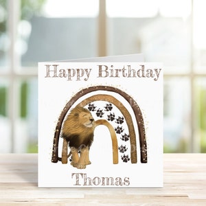 Personalised Lion Birthday Card - Greetings Card - Cards For Birthdays - Happy Birthday Card - Card For Friends - Animal Card