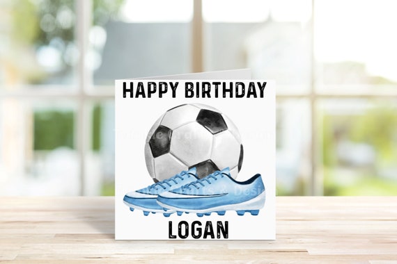 Personalised Football Ball Boots Birthday Card Boys Birthday