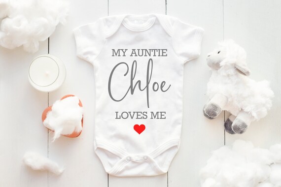 I Love My Auntie Baby Vest Bodysuit New Auntie Cute Baby