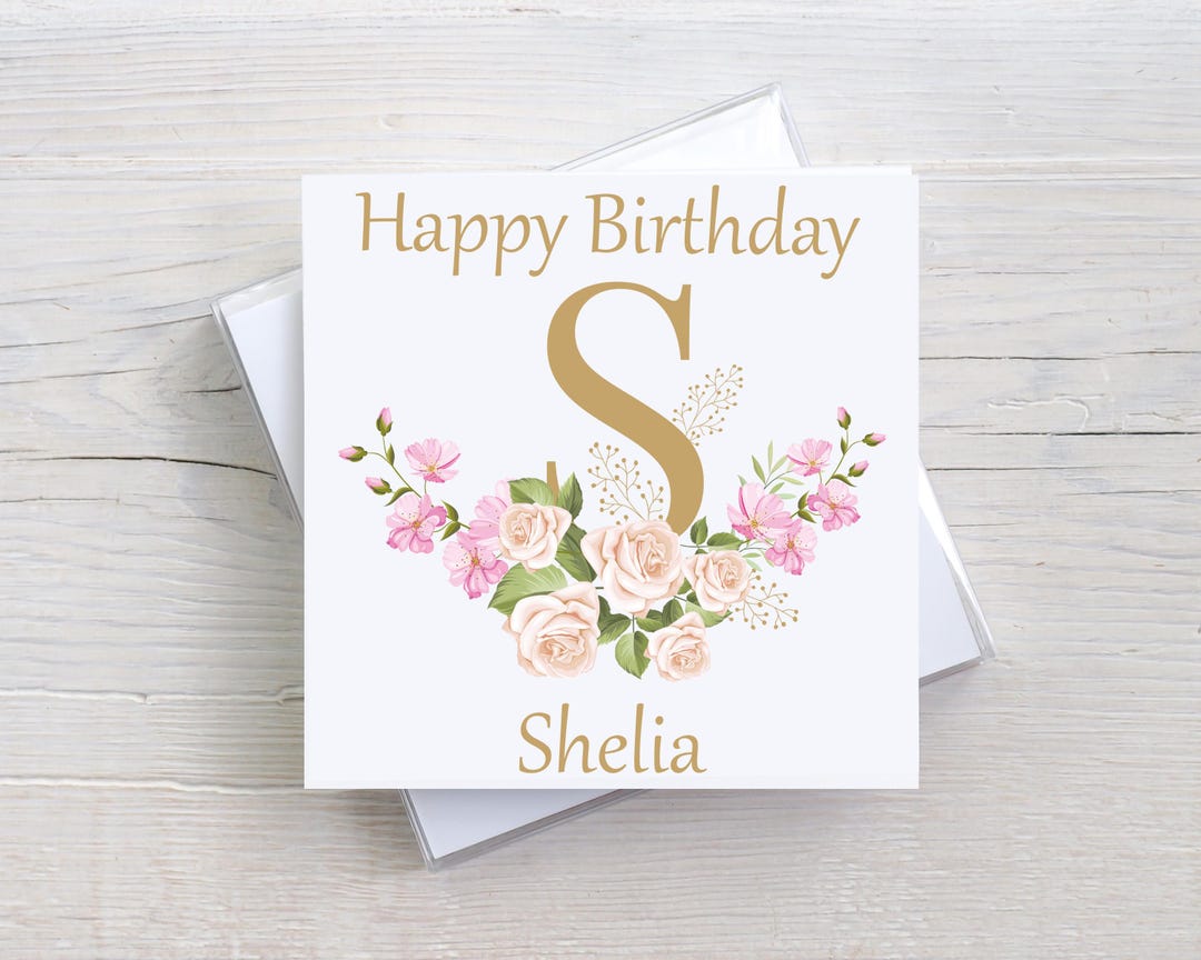 NEXT DAY DISPATCH - Personalised Floral Initial Birthday Card - Custom ...